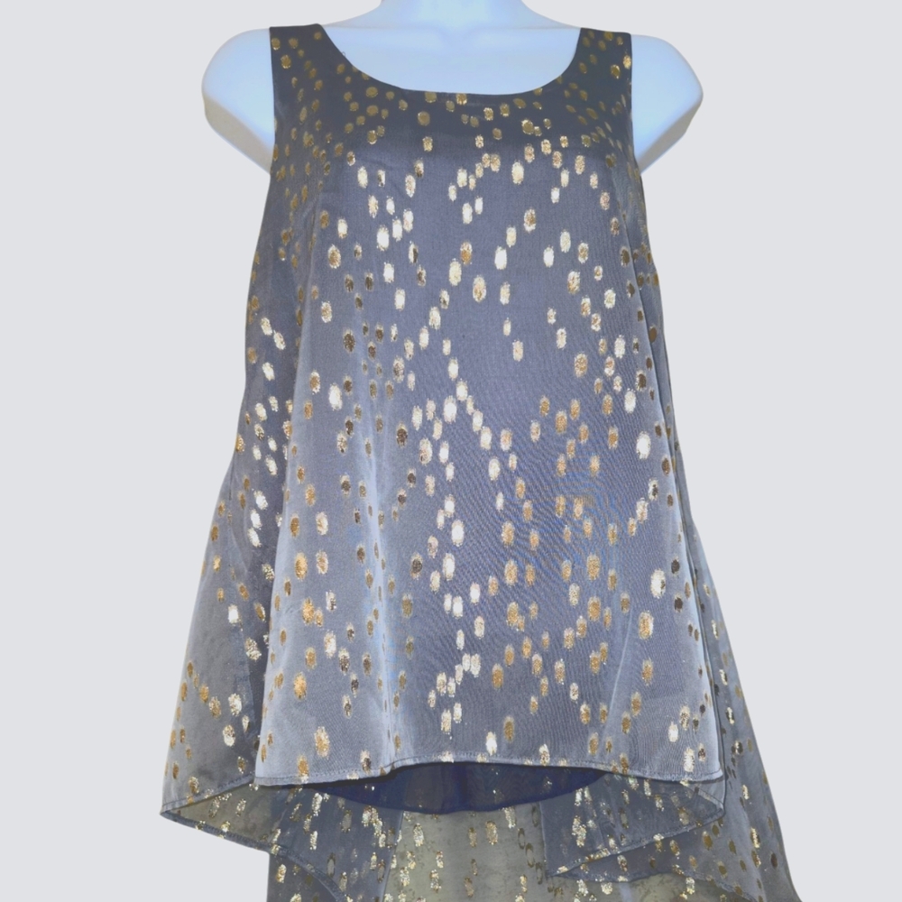 BCBGeneration Gray and Gold Sleeveless Blouse